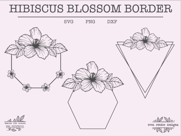 3 Hibiscus Wreath Lineart Svg Wildflo