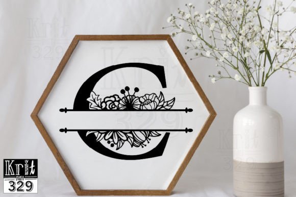 C Alphabet Floral Split Monogram