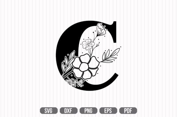 C Floral Capital Alphabet SVG