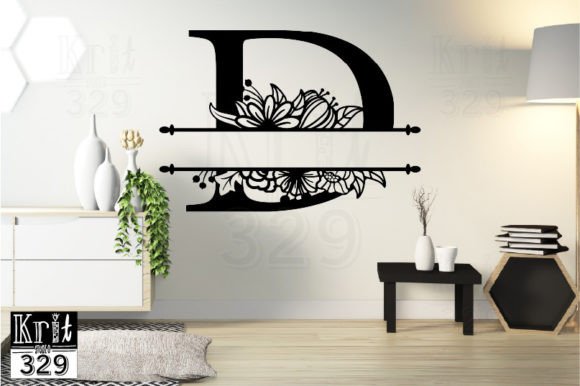 D Alphabet Floral Split Monogram