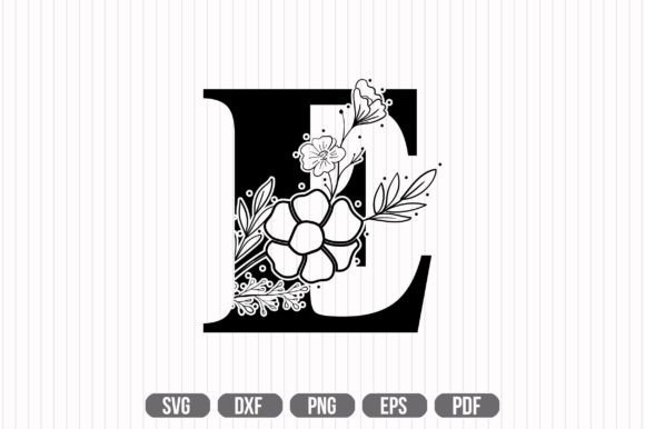 E Floral Capital Alphabet SVG