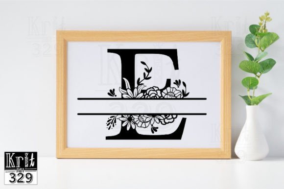 E Floral Split Monogram