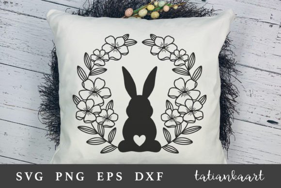 Easter Bunny SVG Floral Wreath