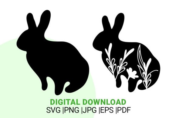 Easter Floral Bunny Silhouette, SVG