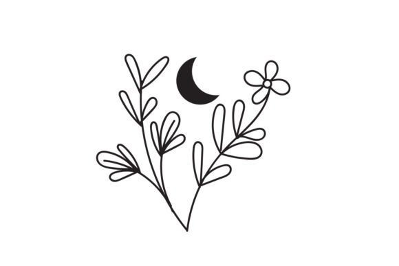 Floral and Moon SVG Design