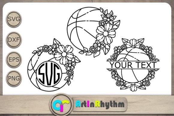 Floral Basketball Monogram SVG