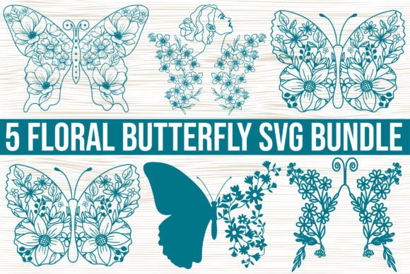 Floral Butterfly Laser Cut SVG Bundle