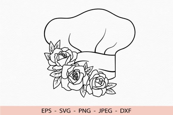 Floral Chef Hat SVG for Embroidery