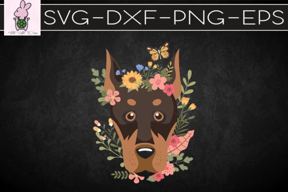 Floral Doberman Spring SVG