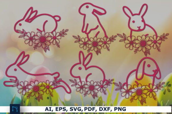 Floral Easter Bunny SVG Bundle