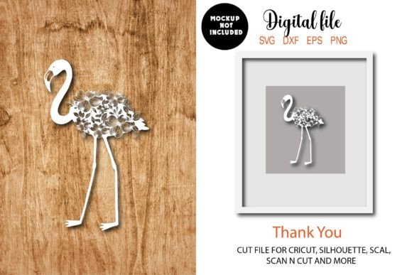 Floral Flamingo Laser Paper Cut Template