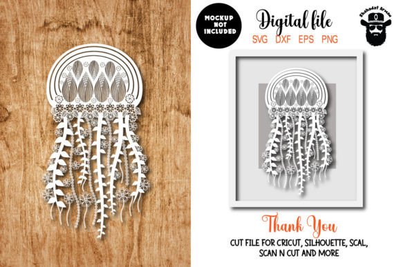 Floral Jellyfish Laser Paper Cut Template