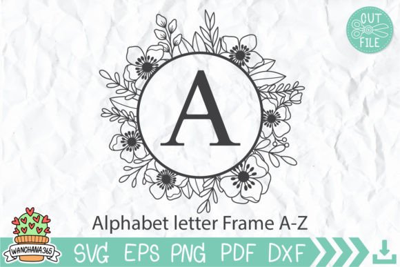 Floral Letter A-Z Frame SVG, Wedding Sign