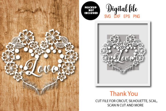 Floral Love Heart Papercut Template