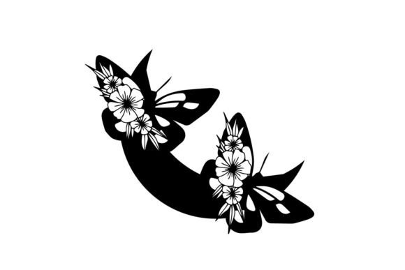Floral Moon Butterfly SVG