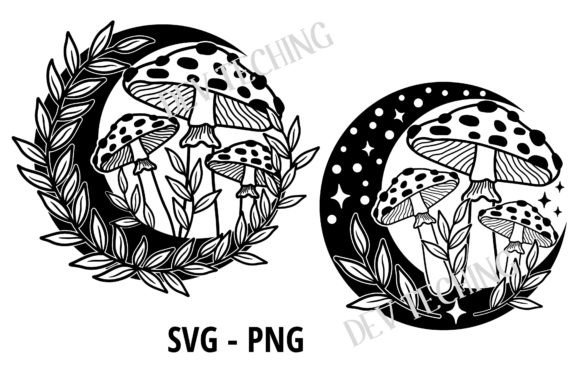 Floral Moon Mushroom SVG