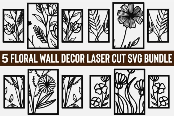 Floral Wall Decor Laser Cut SVG Bundle 4