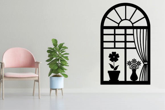 Floral Window Scene SVG