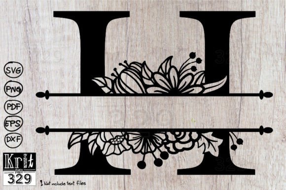 H Alphabet Floral Split Monogram
