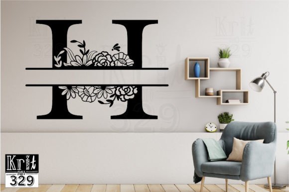 H Floral Split Monogram