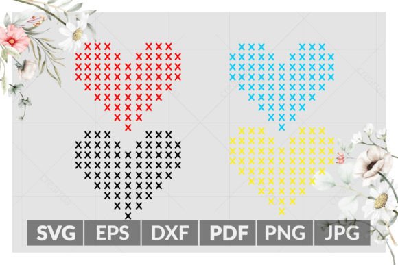 HEART cross Stitch - VECTOR - 4 Colors
