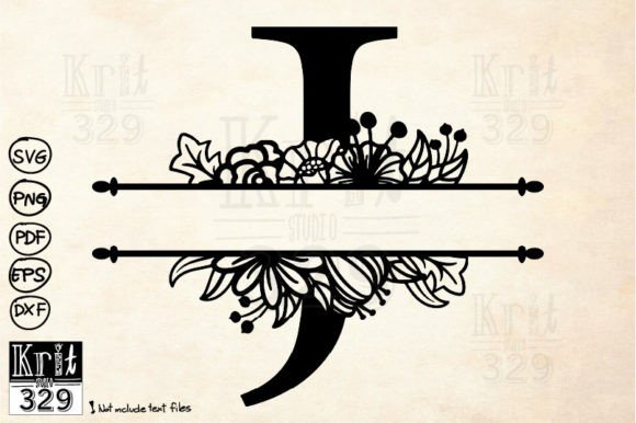 J Alphabet Floral Split Monogram