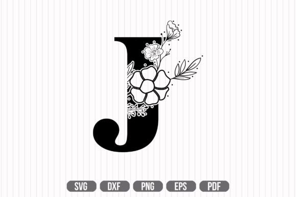 J Floral Capital Alphabet SVG