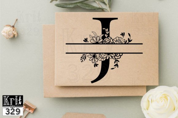 J Floral Split Monogram