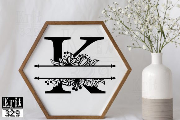 K Alphabet Floral Split Monogram