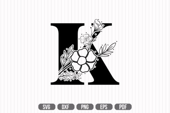 K Floral Capital Alphabet SVG