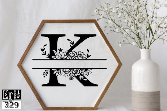 K Floral Split Monogram