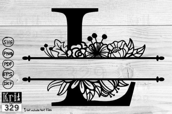 L Alphabet Floral Split Monogram