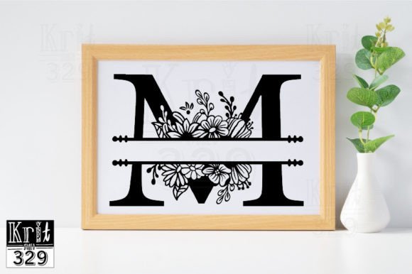M Alphabet Floral Split Monogram