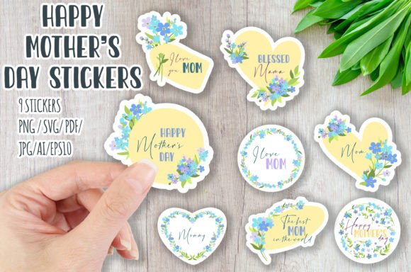 Mothers Day Floral STIKERS PNG, SVG, EPS