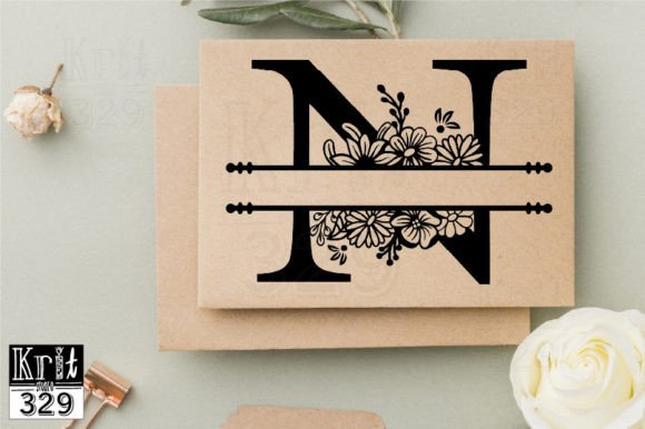 N Alphabet Floral Split Monogram