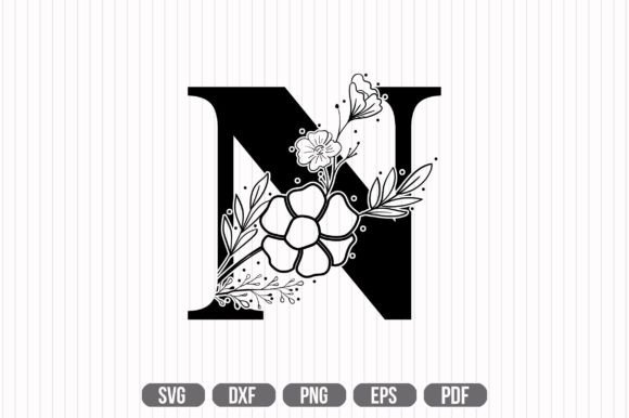 N Floral Capital Alphabet SVG