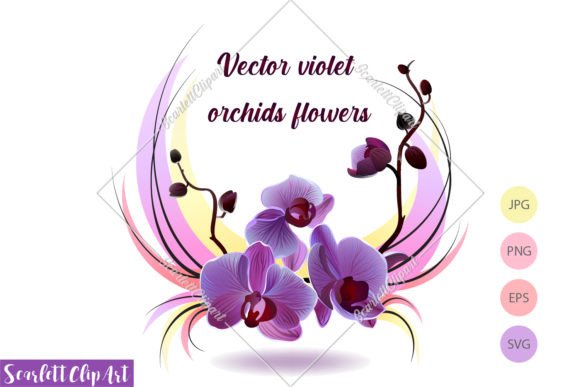 Orchids Flowers Garland Vector Print