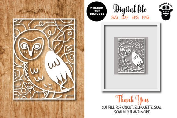 Owl Paper Cut SVG DXF EPS Files