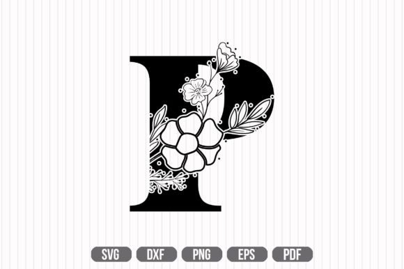 P Floral Capital Alphabet SVG