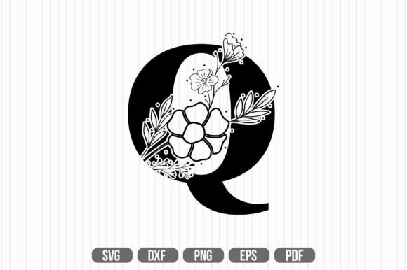 Q Floral Capital Alphabet SVG