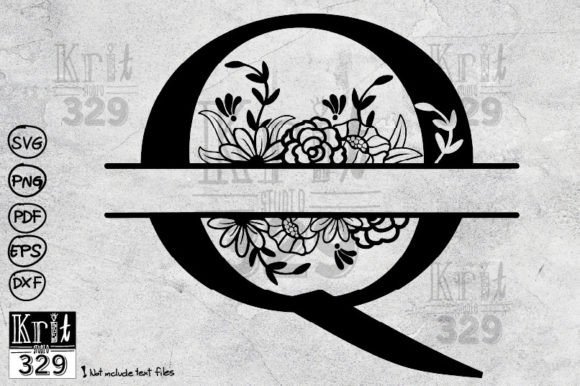 Q Floral Split Monogram