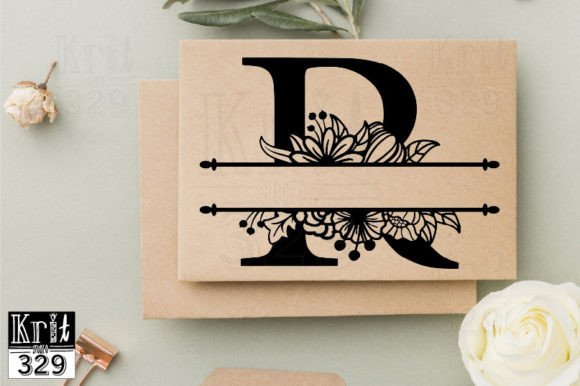 R Alphabet Floral Split Monogram