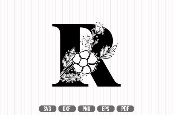 R Floral Capital Alphabet SVG