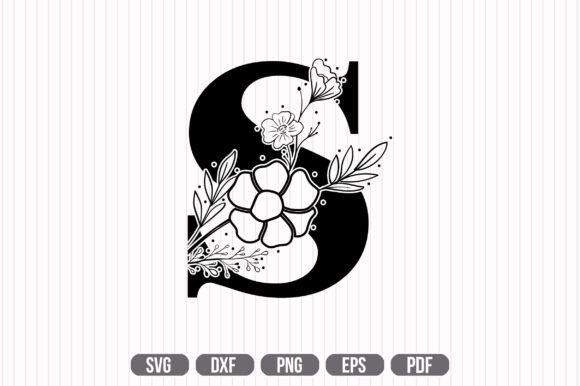 S Floral Capital Alphabet SVG