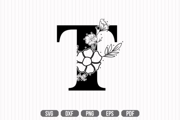 T Floral Capital Alphabet SVG