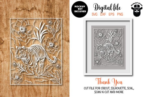 Tiger Paper Cut SVG DXF EPS Files