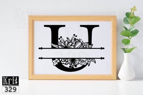 U Alphabet Floral Split Monogram