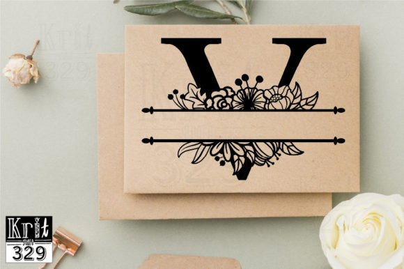 V Alphabet Floral Split Monogram