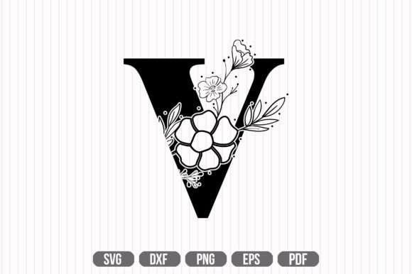 V Floral Capital Alphabet SVG
