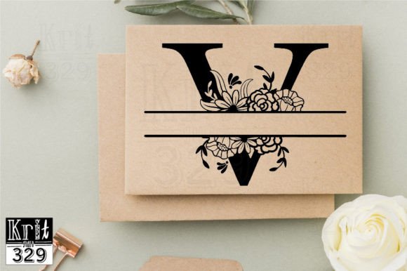 V Floral Split Monogram